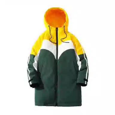 FORHUG Basic Unisex Colorblock Pocket Hooded Down Jacket