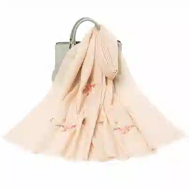 一米画纱 中式古典国风花卉贴花结婚喜宴亲肤防风保暖披风优雅精致外搭 绵羊毛 披肩 女款