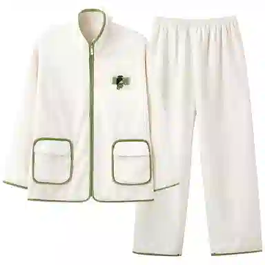 莫代尔 珊瑚绒秋冬季加厚保暖法兰绒简约纯色家居服冬天舒适柔软睡衣套装 女款