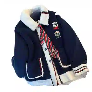桴生 学院风羊羔毛外套女冬季美式复古加厚棉衣上衣学生潮棉服 女款