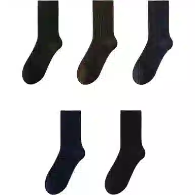 妮轻 加绒加厚保暖纯色简约中筒袜 男款