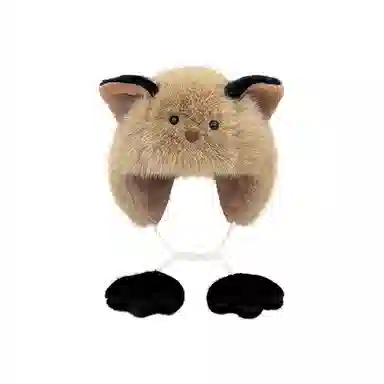 浪莎 日系可爱卡通腮红猫咪耳朵保暖学生护耳通勤百搭 聚酯纤维 绒线帽 女款