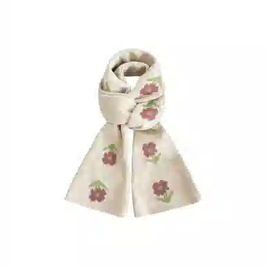 恩僾德 日系温柔小清新花朵针织小花保暖高级感学院风潮 涤纶 绒线围巾 男女同款情侣款