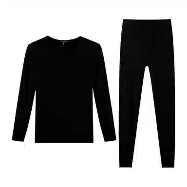 兰缪 百搭恒温蕾丝圆领内衣轻薄不臃肿柔软舒适全身抗静电秋衣秋裤时尚透气保暖套装 女款