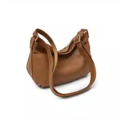 老人头 慵懒风休闲时尚百搭日常通勤柔软单肩包 牛皮革 斜挎包 常规 女款 黑色/浅蓝色/深杏色