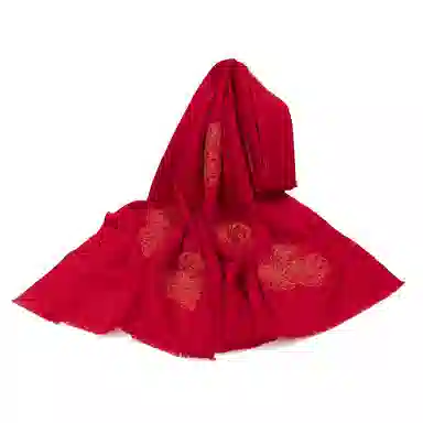 一米画纱 中式古典国风花卉贴花结婚喜宴亲肤防风保暖披风优雅精致外搭 绵羊毛 披肩 女款