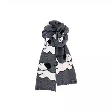 恩僾德 可爱卡通小狗针织高颜值小众百搭氛围感加厚保暖 聚酯纤维 绒线围巾 男女同款情侣款