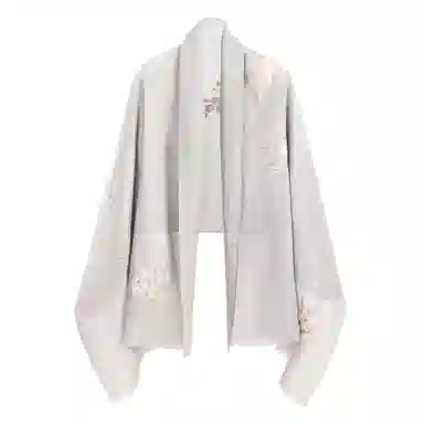 一米画纱 中式古典国风花卉贴花结婚喜宴亲肤防风保暖披风优雅精致外搭 绵羊毛 披肩 女款