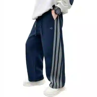 舒适条纹加绒男童裤子 春秋