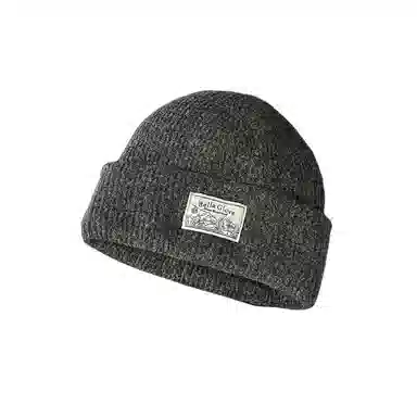 艾佳微 户外日常通勤韩系贴布毛线针织帽保暖护耳防寒套头冷帽小众 腈纶 绒线帽 男女同款情侣款