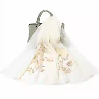 一米画纱 中式古典国风花卉贴花结婚喜宴亲肤防风保暖披风优雅精致外搭 绵羊毛 披肩 女款