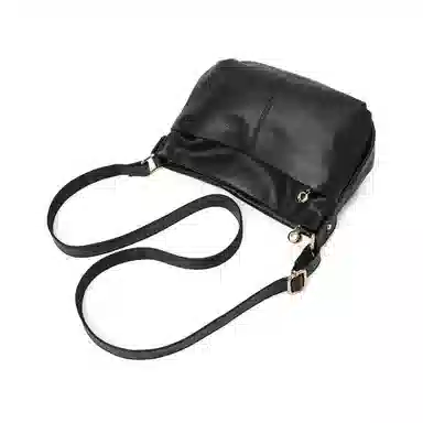 老人头 慵懒风休闲时尚百搭日常通勤柔软单肩包 牛皮革 斜挎包 常规 女款 黑色/浅蓝色/深杏色