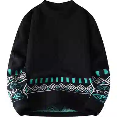 秋冬慵懒风高品质费尔岛提花与菱格元素兼具的柔软亲肤针织上毛衣 男女同款