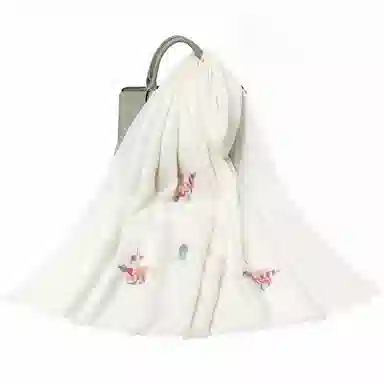 一米画纱 中式古典国风花卉贴花结婚喜宴亲肤防风保暖披风优雅精致外搭 绵羊毛 披肩 女款