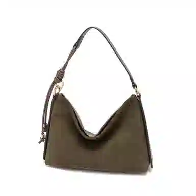 红蜻蜓 复古时尚腋下包两面用托特包高级感百搭 牛皮 单肩包 女款 棕色/橄榄绿色