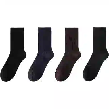 妮轻 加绒加厚保暖纯色简约中筒袜 男款