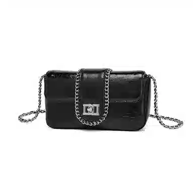 红蜻蜓 时尚潮流百搭 个性复古简约休闲时尚通勤 牛皮革 斜挎包 常规 女款 黑色