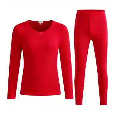 兰缪 百搭恒温蕾丝圆领内衣轻薄不臃肿柔软舒适全身抗静电秋衣秋裤时尚透气保暖套装 女款