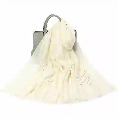 一米画纱 中式古典国风花卉贴花结婚喜宴亲肤防风保暖披风优雅精致外搭 绵羊毛 披肩 女款