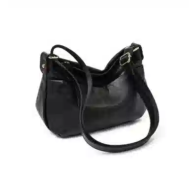 老人头 慵懒风休闲时尚百搭日常通勤柔软单肩包 牛皮革 斜挎包 常规 女款 黑色/浅蓝色/深杏色