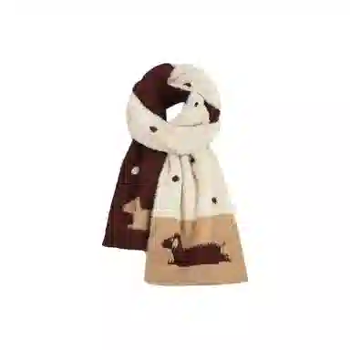 恩僾德 美拉德双面腊肠狗高颜值冬季秋冬氛围感韩系保暖学生围脖 涤纶 绒线围巾 男女同款情侣款