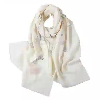 一米画纱 中式古典国风花卉贴花结婚喜宴亲肤防风保暖披风优雅精致外搭 绵羊毛 披肩 女款