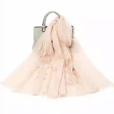 一米画纱 中式古典国风花卉贴花结婚喜宴亲肤防风保暖披风优雅精致外搭 绵羊毛 披肩 女款