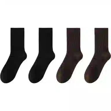 妮轻 加绒加厚保暖纯色简约中筒袜 男款