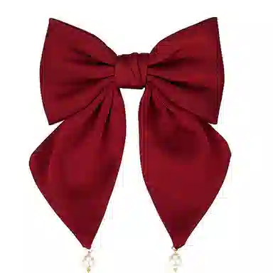 左欧 大蝴蝶结头饰酒红色 布艺 发夹 女款