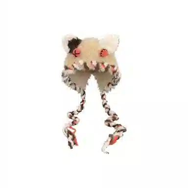 恩僾德 日系可爱卡通手工编织小怪兽秋冬季保暖小熊辫子护耳雷锋帽 腈纶 绒线帽 男女同款情侣款