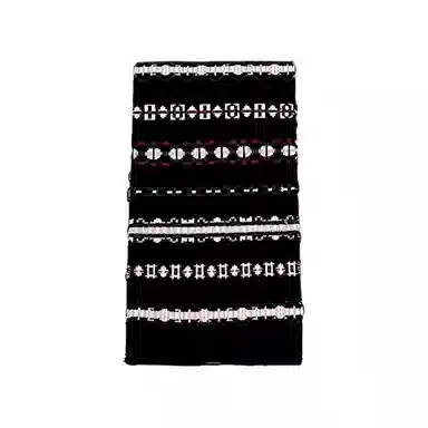 北极绒 高级感黑色提花条纹复古费尔岛风保暖百搭加厚 黏胶 绒线围巾 男女同款情侣款