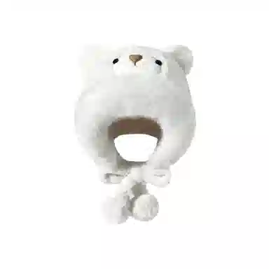 浪莎 甜美可爱卡通小熊毛绒针织帽防寒护耳包头帽出街美拍通勤百搭 聚酯纤维 绒线帽 女款