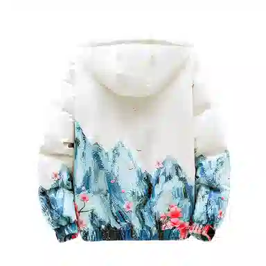 FORHUG Basic Unisex Snow Mountain Floral Down Jacket