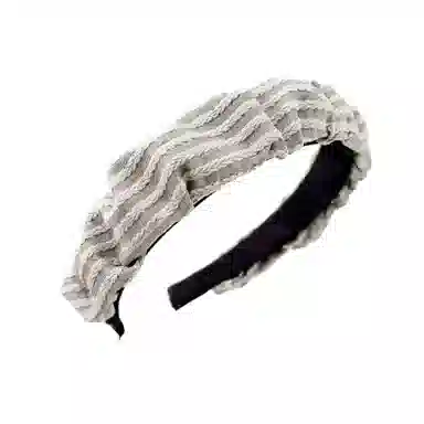 希铃 高级感复古百搭气质条纹褶皱 布艺 发箍 女款