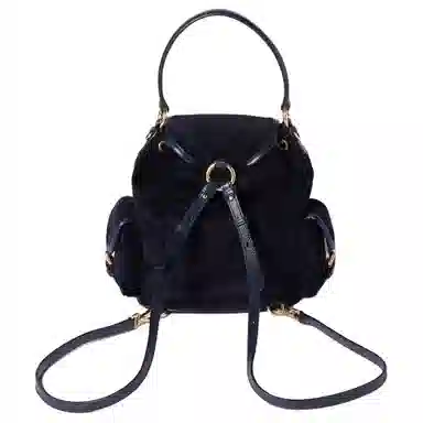 Miu Miu Leather Logo Corduroy Backpack Medium Blue