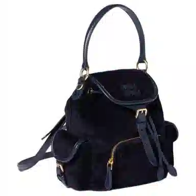 Miu Miu Leather Logo Corduroy Backpack Medium Blue