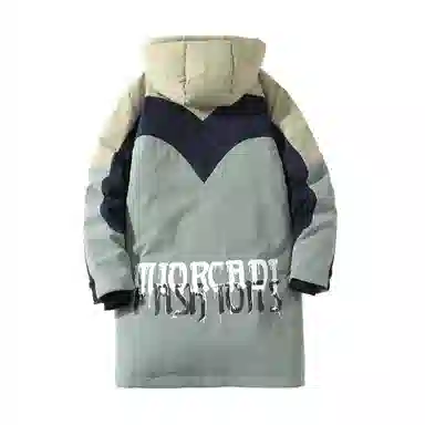 FORHUG Basic Unisex Colorblock Pocket Hooded Down Jacket