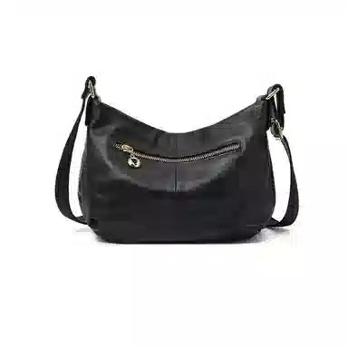 老人头 慵懒风休闲时尚百搭日常通勤柔软单肩包 牛皮革 斜挎包 常规 女款 黑色/浅蓝色/深杏色