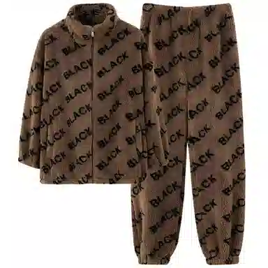 莫代尔 秋冬季珊瑚绒加绒加厚法兰绒冬款女士软乎家居服冬天保暖睡衣套装 女款