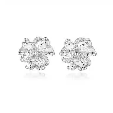 【999银养耳洞】 央创时尚 三叶花爱心花瓣经典造型 小巧精致闪耀 迷人优雅气质简约不易过敏#好运表白礼盒装 足银 耳钉 男女同款情侣款