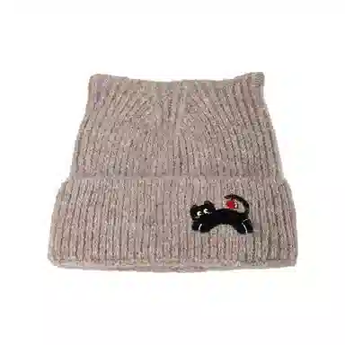 恩僾德 韩版秋冬季帽子女款毛线显脸小包头帽百搭可爱猫耳保暖 涤纶 绒线帽 男女同款情侣款