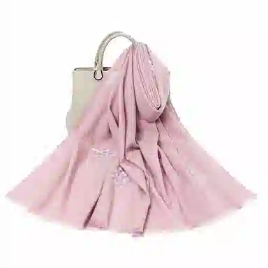 一米画纱 中式古典国风花卉贴花结婚喜宴亲肤防风保暖披风优雅精致外搭 绵羊毛 披肩 女款