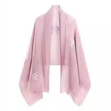 一米画纱 中式古典国风花卉贴花结婚喜宴亲肤防风保暖披风优雅精致外搭 绵羊毛 披肩 女款