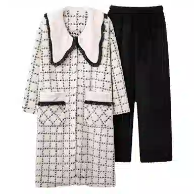 莫代尔 睡衣女珊瑚绒秋冬季保暖加厚法兰绒家居服女可外穿舒适睡袍/浴袍 女款