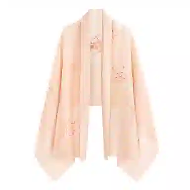 一米画纱 中式古典国风花卉贴花结婚喜宴亲肤防风保暖披风优雅精致外搭 绵羊毛 披肩 女款