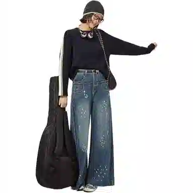 美洋 全棉撞色圆领毛衣 女款