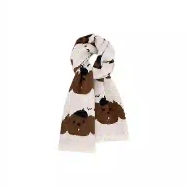 恩僾德 可爱卡通小狗针织高颜值小众百搭氛围感加厚保暖 聚酯纤维 绒线围巾 男女同款情侣款