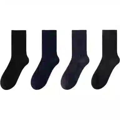 妮轻 加绒加厚保暖纯色简约中筒袜 男款