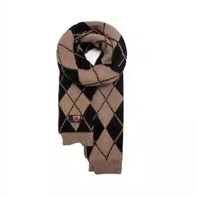 红豆 经典款保暖柔软舒适格纹图案 腈纶 绒线围巾 男女同款情侣款