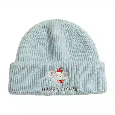 浪莎 可爱小象刺绣毛线针织帽大头围显脸小冷帽通勤保暖创意潮流时尚堆堆帽 聚酯纤维 绒线帽 男女同款情侣款